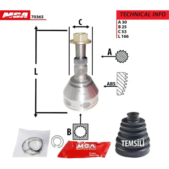 MGA Aks Kafası (Dış) – 70365 / OEM 1603233 ürün görseli