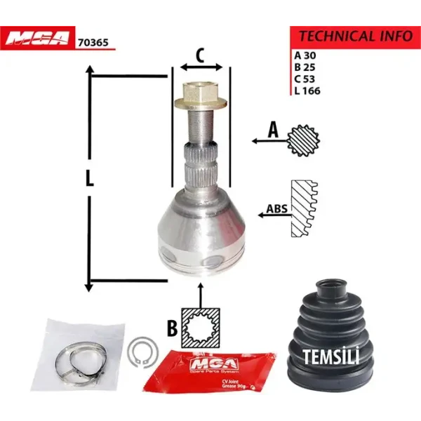 MGA Aks Kafası (Dış) – 70365 / OEM 1603233