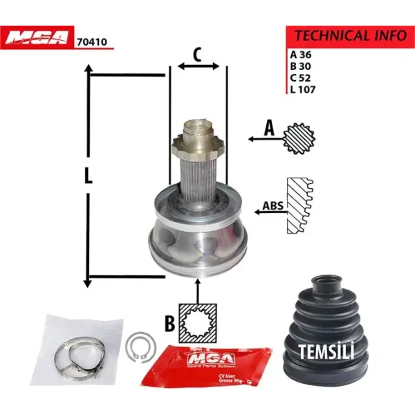MGA Aks Kafası (Dış) – 70410 / OEM 6R0498099