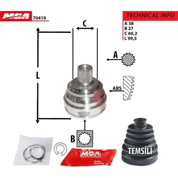 MGA Aks Kafası (Dış) – 70419 / OEM 701498099B