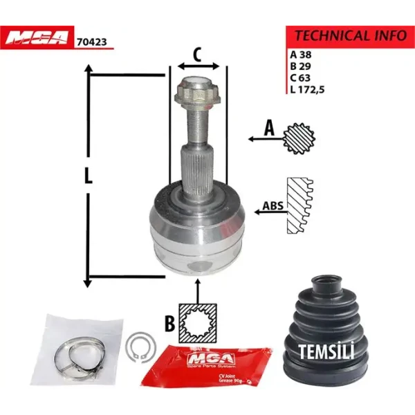MGA Aks Kafası (Dış) – 70423 / OEM 7H0498099B