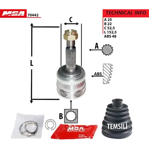 MGA Aks Kafası (Dış) – 70442 / OEM 495001C250
