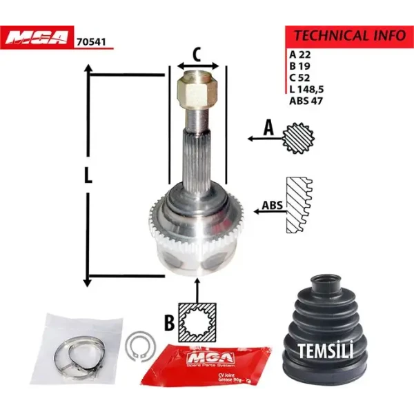 MGA Aks Kafası (Dış) – 70541 / OEM 96348782
