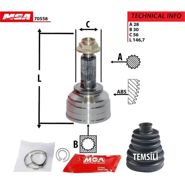 MGA Aks Kafası (Dış) – 70558 / OEM GD1722510