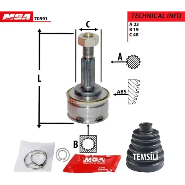 MGA Aks Kafası (Dış) – 70591 / OEM 392114F125