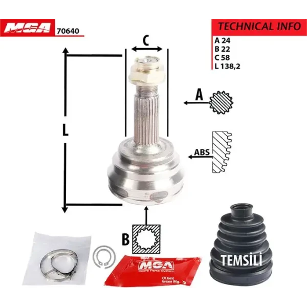 MGA Aks Kafası (Dış) – 70640 / OEM 4347059115