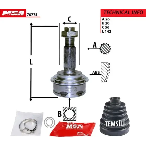 MGA Aks Kafası (Dış) – 70775 / OEM 434100D170 ürün görseli