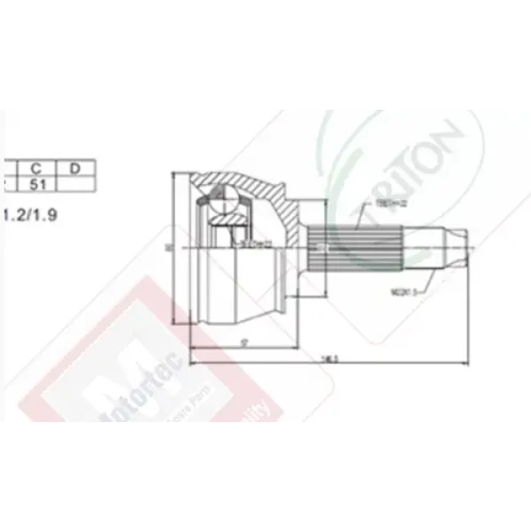 Motortec Aks Kafası (Dış) – TMP0086 / OEM 46308205