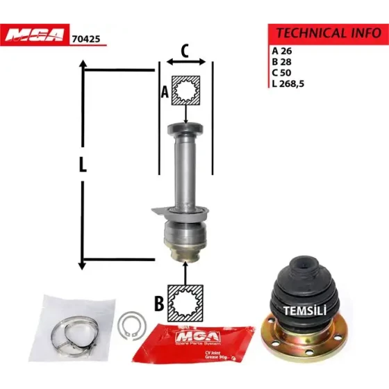 MGA Aks Kafası (sağ İç) – 70425 / OEM 7H0498104F ürün görseli