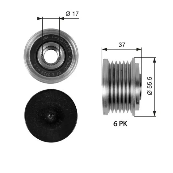Gates Alternatör Kasnağı – OAP7046 / OEM A6481550015 ürün görseli