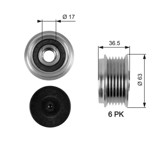 Gates Alternatör Kasnağı – OAP7051 / OEM 5M5Q10344AA ürün görseli