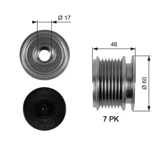 Gates Alternatör Kasnağı – OAP7056 / OEM A2711550115 ürün görseli