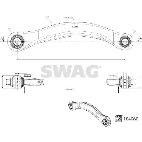 SWAG Arka Denge Kolu (sol Üst) – 33109715 / OEM 4N0505397A