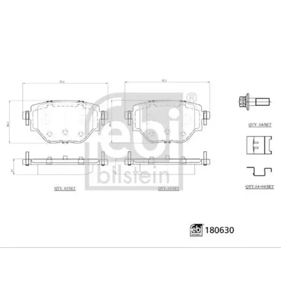 FEBI Arka Fren Balatası – 180630 / OEM 1681449980 ürün görseli