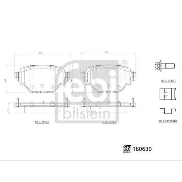 FEBI Arka Fren Balatası – 180630 / OEM 1681449980