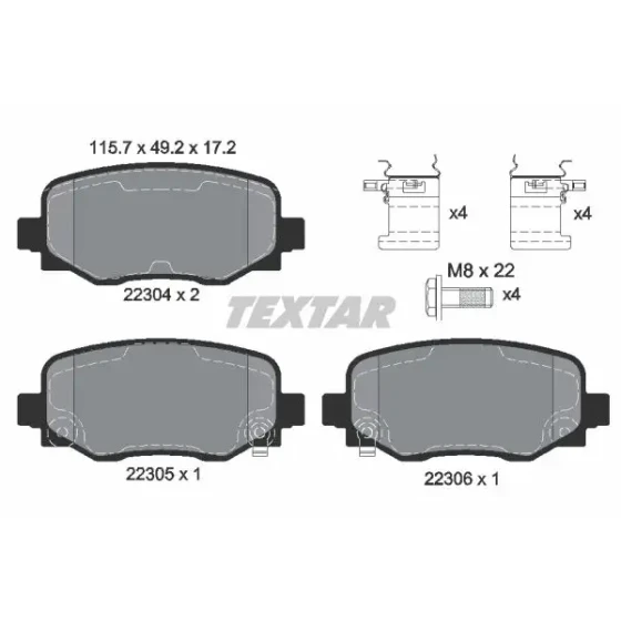 TEXTAR Arka Fren Balatası – 2230401 ürün görseli
