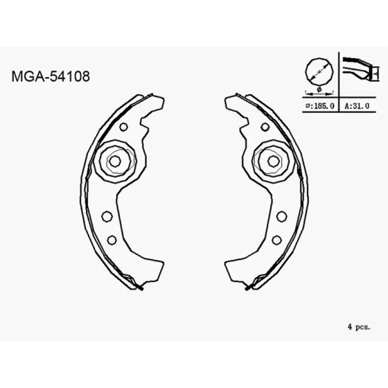 MGA Arka Fren Balatası – 54108 / OEM 1300150 ürün görseli
