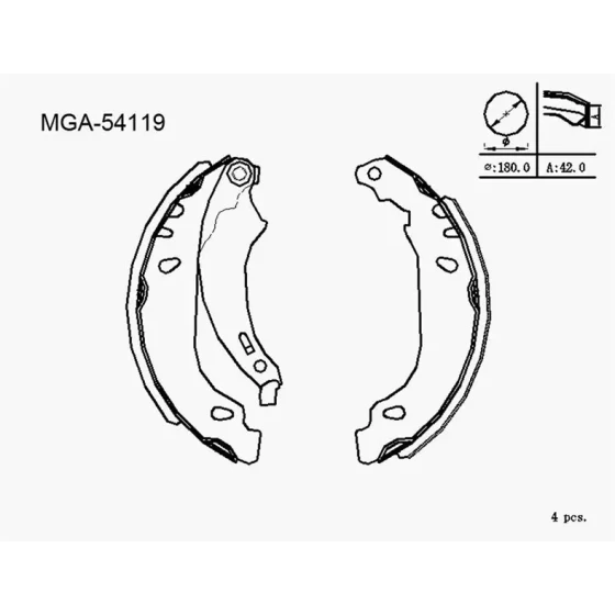 MGA Arka Fren Balatası – 54119 / OEM 7701205758 ürün görseli
