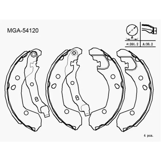 MGA Arka Fren Balatası – 54120 / OEM 7701208357 ürün görseli