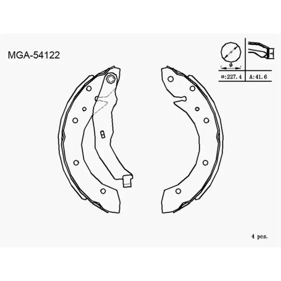 MGA Arka Fren Balatası – 54122 / OEM 7701205339 ürün görseli