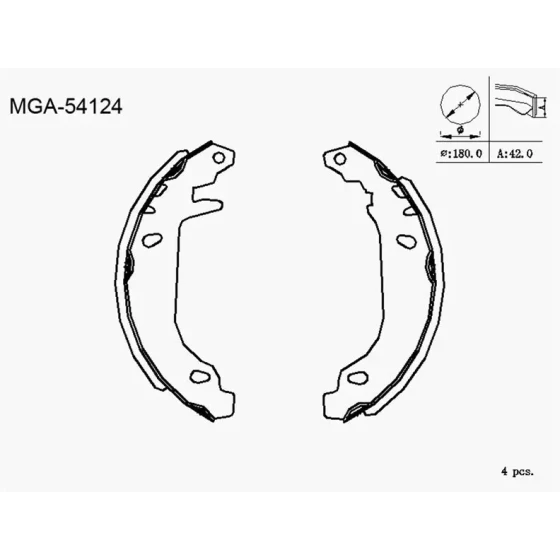 MGA Arka Fren Balatası – 54124 / OEM 7701202820 ürün görseli