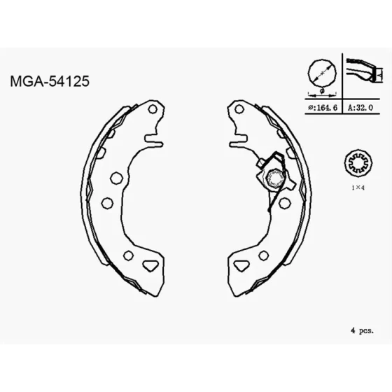 MGA Arka Fren Balatası – 54125 / OEM 4241J9 ürün görseli