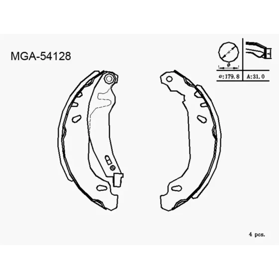 MGA Arka Fren Balatası – 54128 / OEM 4241G3 ürün görseli