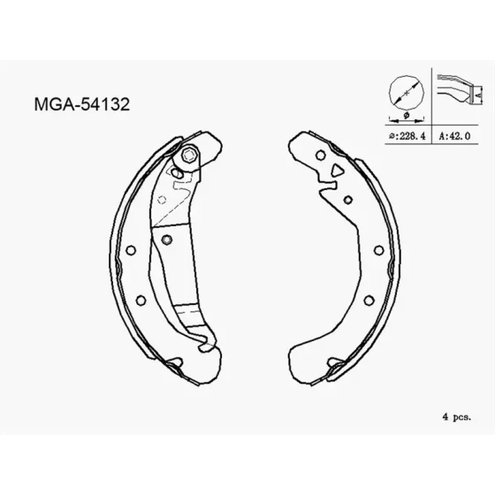 MGA Arka Fren Balatası – 54132 / OEM 1605920 ürün görseli