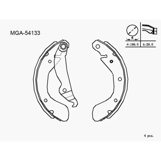 MGA Arka Fren Balatası – 54133 / OEM 1605952 ürün görseli