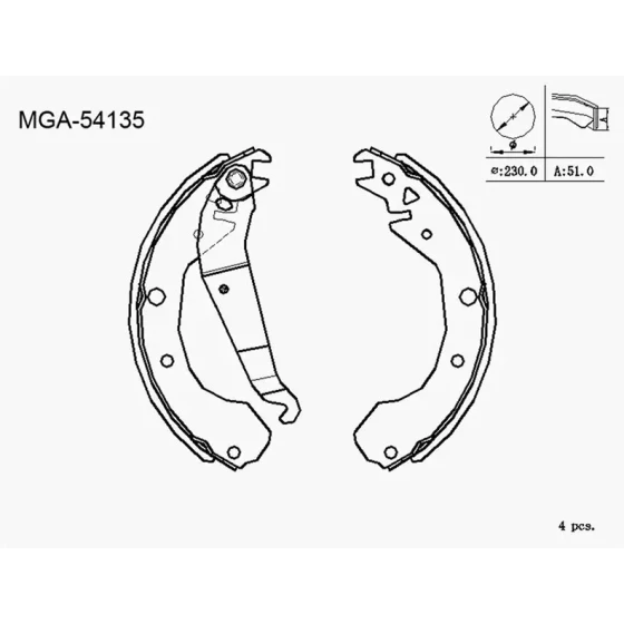 MGA Arka Fren Balatası – 54135 / OEM 1605887 ürün görseli