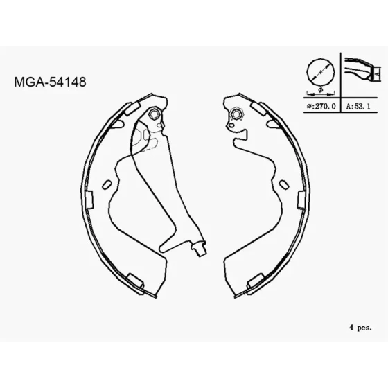 MGA Arka Fren Balatası – 54148 / OEM 583054AA00 ürün görseli