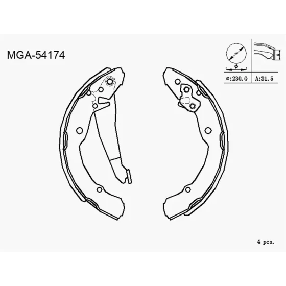 MGA Arka Fren Balatası – 54174 / OEM 1J0698525A ürün görseli