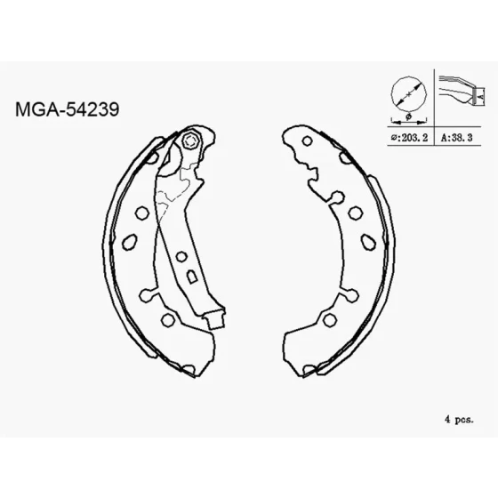 MGA Arka Fren Balatası – 54239 / OEM 044950D040 ürün görseli