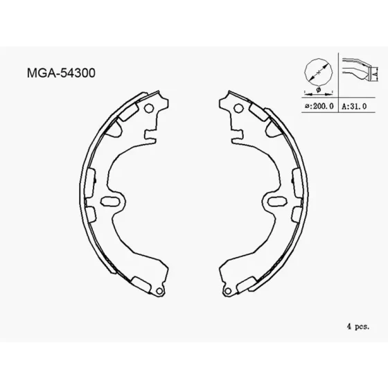 MGA Arka Fren Balatası – 54300 / OEM 0449512210 ürün görseli