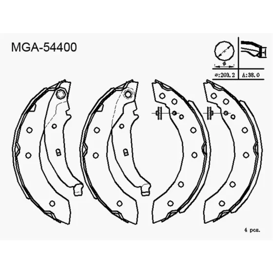 MGA Arka Fren Balatası – 54400 / OEM 7701206962 ürün görseli