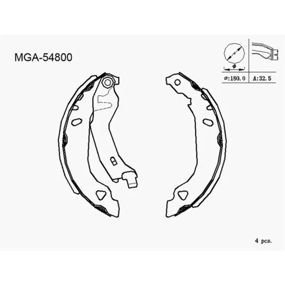 MGA Arka Fren Balatası – 54800 / OEM 5890500 ürün görseli