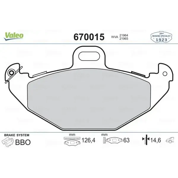 Valeo Arka Fren Balatası – 670015 / OEM 8671005932