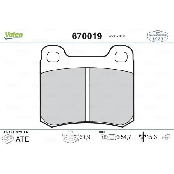Valeo Arka Fren Balatası – 670019 / OEM A0024205120