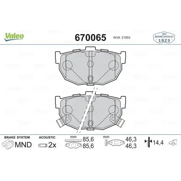 Valeo Arka Fren Balatası – 670065