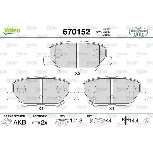 Valeo Arka Fren Balatası – 670152