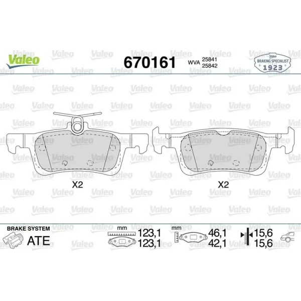 Valeo Arka Fren Balatası – 670161