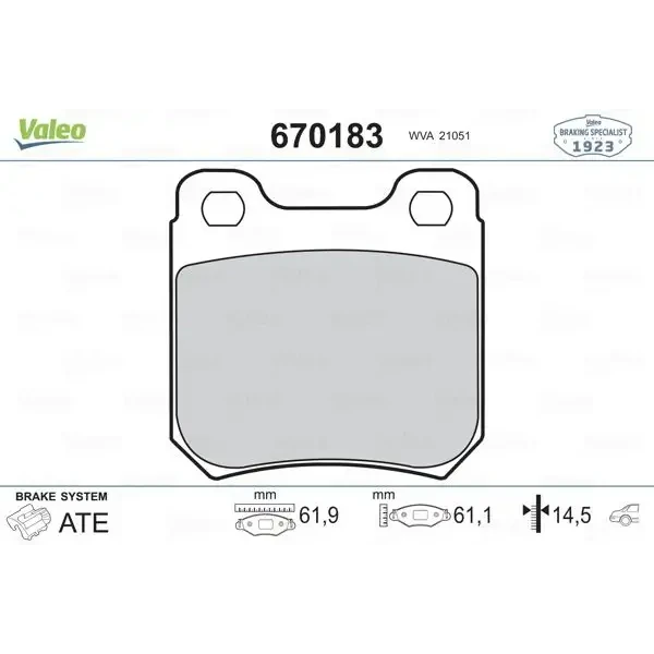 Valeo Arka Fren Balatası – 670183