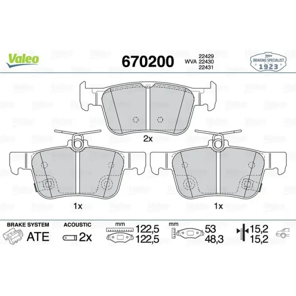 Valeo Arka Fren Balatası – 670200