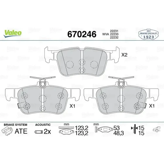 Valeo Arka Fren Balatası – 670246 ürün görseli