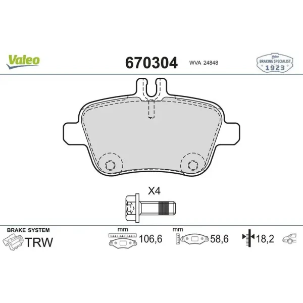 Valeo Arka Fren Balatası – 670304