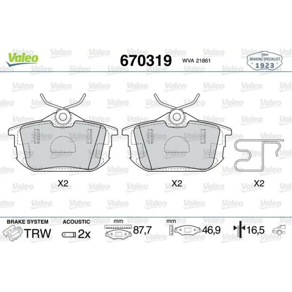 Valeo Arka Fren Balatası – 670319
