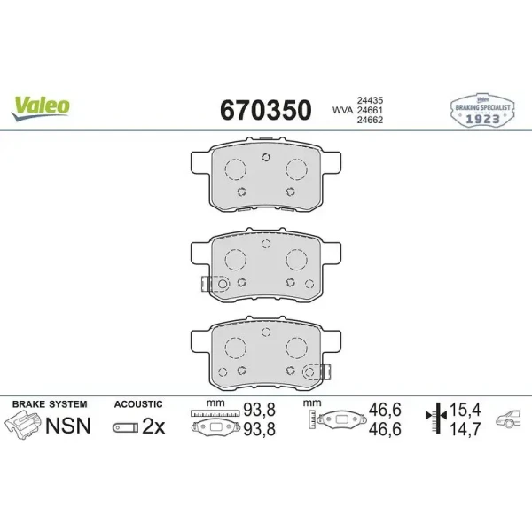 Valeo Arka Fren Balatası – 670350