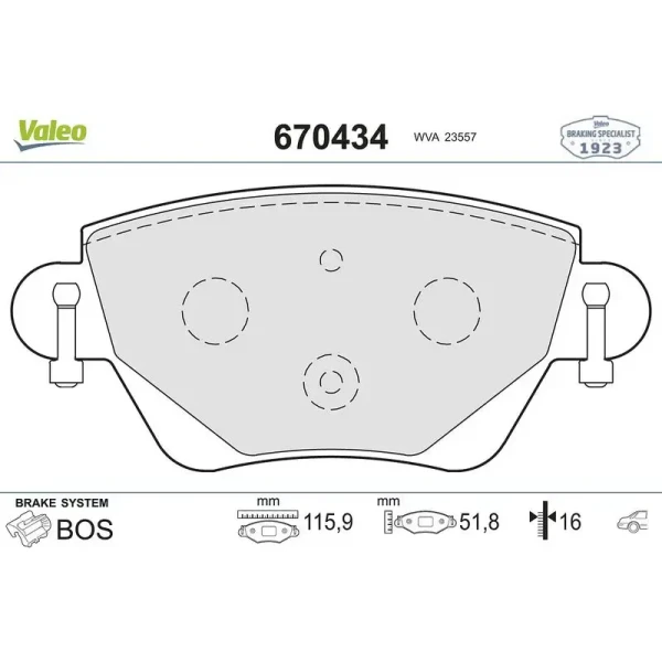 Valeo Arka Fren Balatası – 670434