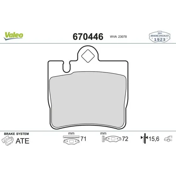 Valeo Arka Fren Balatası – 670446 / OEM A0034201920 ürün görseli
