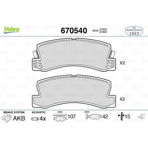 Valeo Arka Fren Balatası – 670540